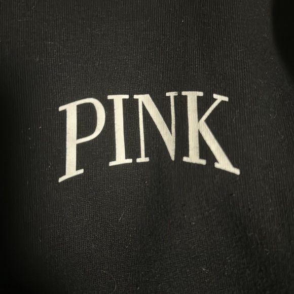 PINK Black hoodie , 2 front pocket, back design, zips- large - Picture 3 of 4